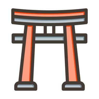 Torii Kapı Vektörü Kalın Çizgisi Kişisel ve Ticari Kullanım İçin Renk Simgesi Dolduruldu