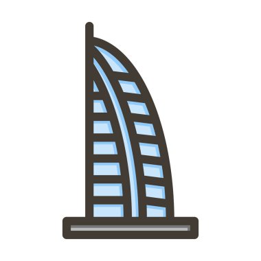 Burç Al Arap Vektör Kalın Çizgisi Kişisel ve Ticari Kullanım İçin Renk Simgesi Dolduruldu