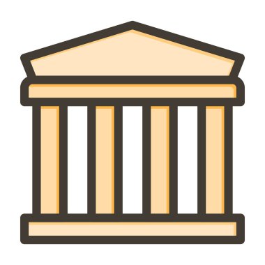 Parthenon Vektör Kalın Çizgisi Kişisel ve Ticari Kullanım için Renk Simgesi Dolduruldu