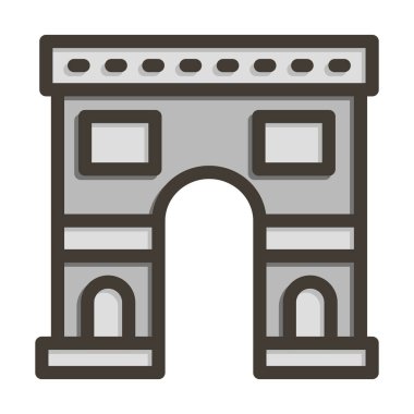 Ark De Triomphe Vektör Kalın Çizgisi Kişisel ve Ticari Kullanım İçin Renk Simgesi Dolduruldu