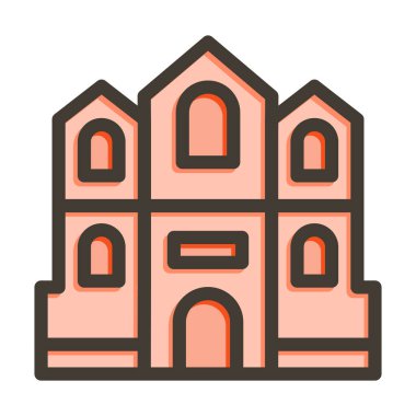 Mian Katedrali Vektör Kalın Çizgisi Kişisel ve Ticari Kullanım İçin Renk Simgesi Dolduruldu