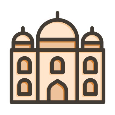 Taj Mahal Vektör Kalın Çizgisi Renk Simgesi Kişisel ve Ticari Kullanım İçin
