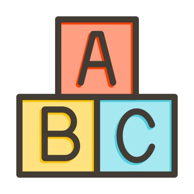 Kişisel ve Ticari Kullanım İçin Renk Simgesi Doldurulmuş Blok Vektör Kalın Çizgisi