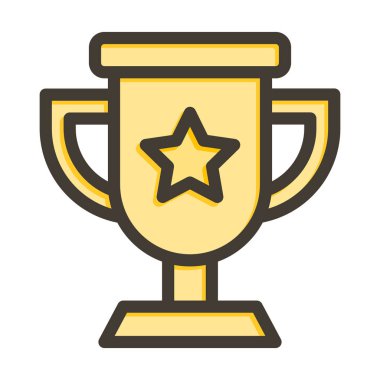 Kazanan Vektör Kalın Çizgisi Kişisel ve Ticari Kullanım için Renk Simgesi Dolduruldu