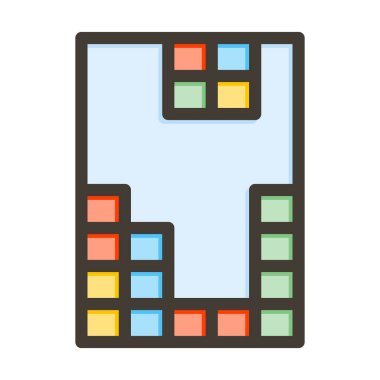 Tetris Vektör Kalın Çizgisi Kişisel ve Ticari Kullanım için Renk Simgesi Dolduruldu