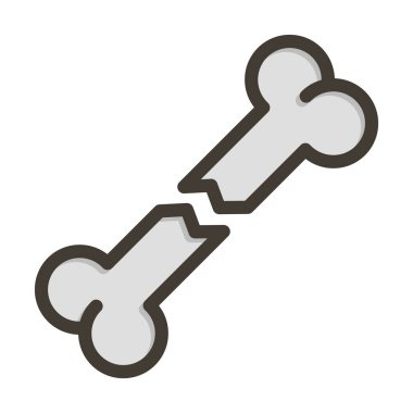 Kırık Kemik Vektörü Kalın Çizgisi Kişisel ve Ticari Kullanım İçin Renk Simgesi Dolduruldu