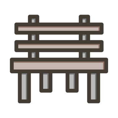 Bench Vektör Kalın Çizgisi Kişisel ve Ticari Kullanım için Renk Simgesi Dolduruldu