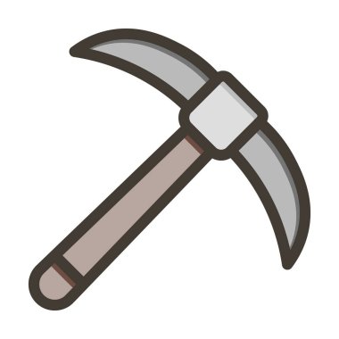 Kazma Vektörü Kalın Çizgisi Kişisel ve Ticari Kullanım için Renk Simgesi Dolduruldu