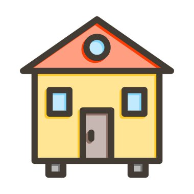 Kişisel ve Ticari Kullanım İçin Renk Simgesi Doldurulmuş Shed Vector Kalın Çizgisi