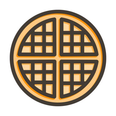 Waffle Vektör Kalın Çizgisi Kişisel ve Ticari Kullanım için Renk Simgesi Dolduruldu