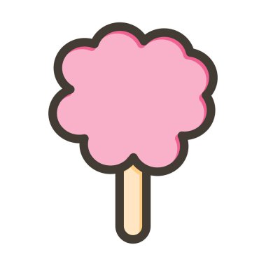 Pamuk Şeker Vektör Kalın Çizgisi Kişisel ve Ticari Kullanım İçin Renk Simgesi Dolduruldu