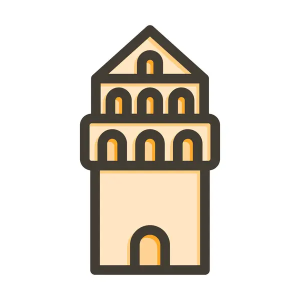 Вектор Галатской Башни Толстая Линия Заполненные Цвета Икона Личного Коммерческого — стоковый вектор