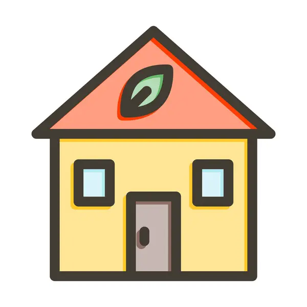 Green House Vector Thick Line Colors Icon Für Den Persönlichen — Stockvektor