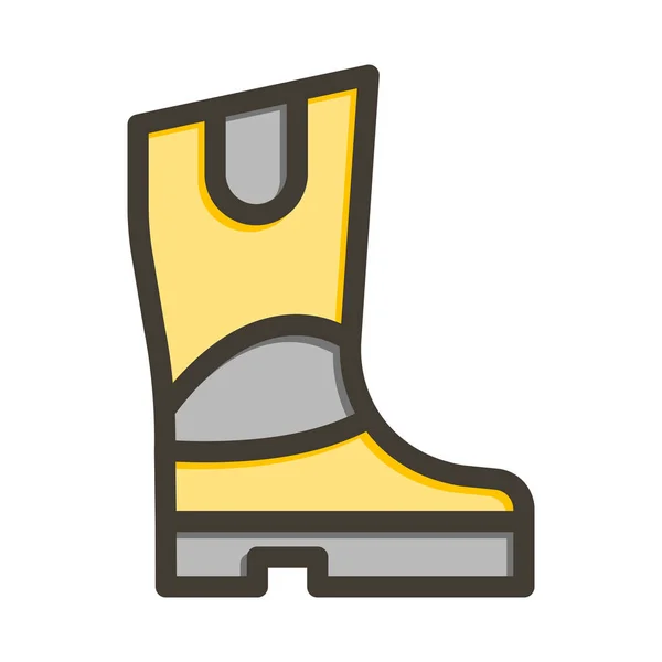 Farmer Boots Vektorové Tlusté Čáry Plněné Barvy Ikona Pro Osobní — Stockový vektor