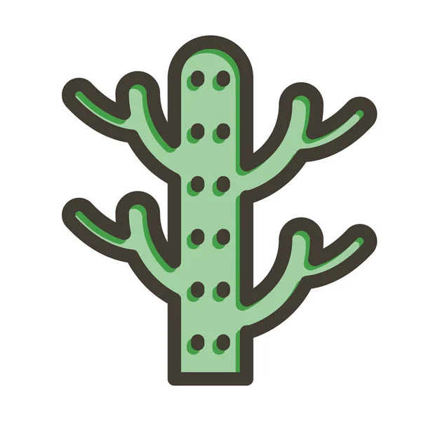Icône Remplissante Couleurs Ligne Épaisse Vecteur Cactus Pour Usage Personnel — Image vectorielle