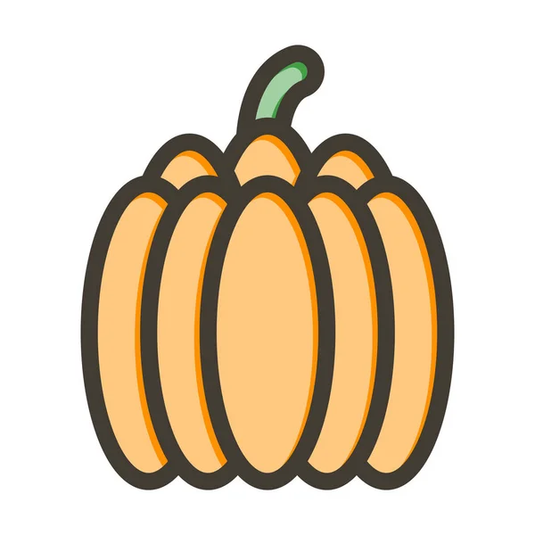 Pumpkin Vector Thick Line Filled Colors Icon Personal Commercial Use — Stock Vector