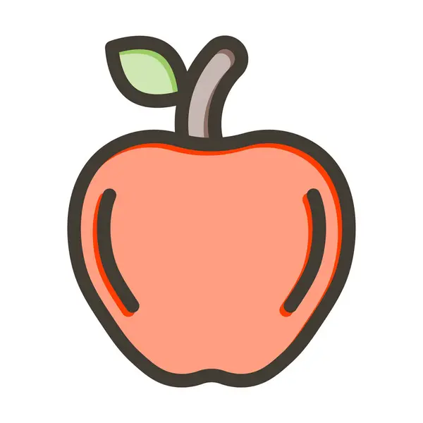 Apple Vector Thick Line Colors Icon Für Den Persönlichen Und — Stockvektor