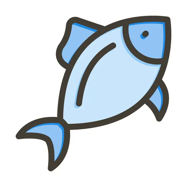 Рыбный Вектор Толстая Линия Заполненные Цвета Значок Личного Коммерческого Использования — стоковый вектор