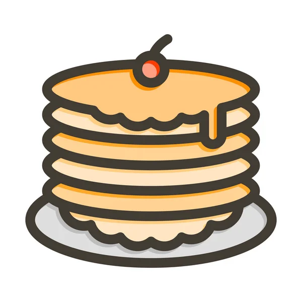 Pancake Vector Dikke Lijn Gevulde Kleuren Pictogram Voor Persoonlijk Commercieel — Stockvector