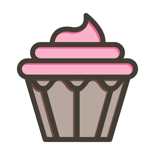 Cupcake Vector Thick Line Colors Icon Für Den Persönlichen Und — Stockvektor
