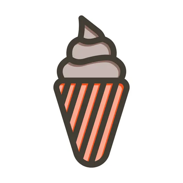 Мороженое Вектор Толстая Линия Заполненные Цвета Значок Личного Коммерческого Использования — стоковый вектор