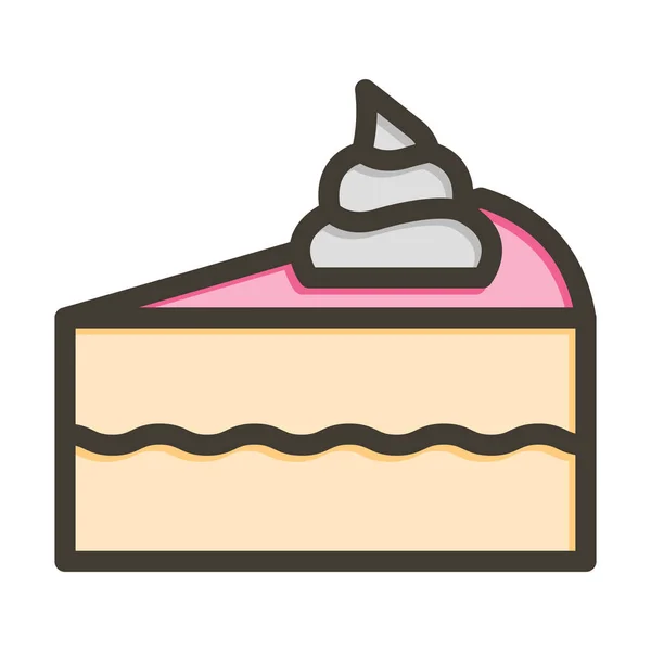 Piece Cake Vector Thick Line Filled Colors Icon Personal Commercial — Stock Vector