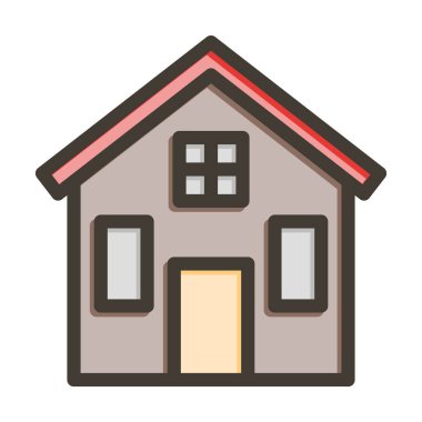 Kabin Vektörü Kalın Çizgisi Kişisel ve Ticari Kullanım için Renk Simgesi Dolduruldu