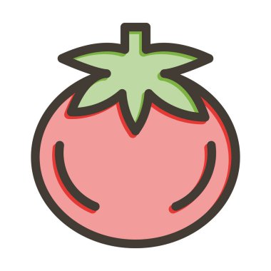 Kişisel ve ticari kullanım için Renk Simgesi Doldurulmuş Domates Vektörü Kalın Çizgisi