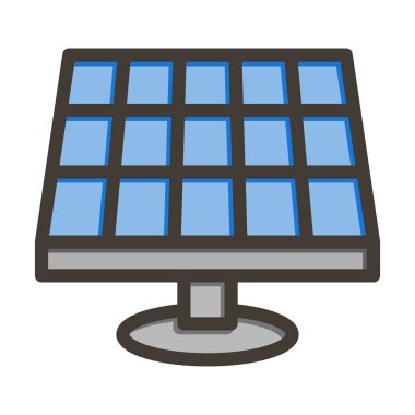 Güneş Paneli Vektör Kalın Çizgisi Kişisel ve Ticari Kullanım İçin Renk Simgesi Dolduruldu