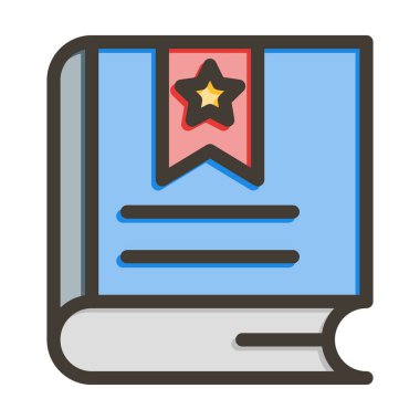 Kitap Vektörü Kalın Çizgisi Kişisel ve Ticari Kullanım İçin Renk Simgesi Dolduruldu