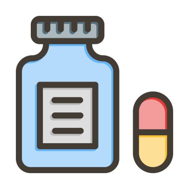 İlaç Vektörü Kalın Çizgisi Kişisel ve Ticari Kullanım İçin Renk Simgesi Dolduruldu