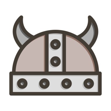 Viking Miğfer Kalın Çizgisi Kişisel ve Ticari Kullanım İçin Renk Simgesi Dolduruldu