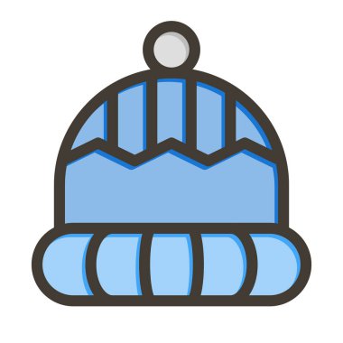 Kişisel ve ticari kullanım için Renk Simgesi Doldurulmuş Beanie Vector Kalın Çizgisi