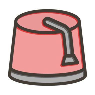 Fez Vektör Kalın Çizgisi Kişisel ve Ticari Kullanım için Renk Simgesi Dolduruldu