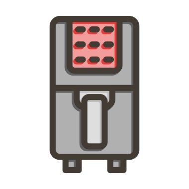 Air Fryer Vector Kalın Çizgisi Kişisel ve Ticari Kullanım İçin Renk Simgesi Dolduruldu