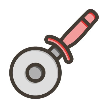 Pizza Kesicisi Kalın Çizgisi Kişisel ve Ticari Kullanım İçin Renk Simgesi Dolduruldu