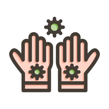 Kirli Eller Kalın Çizgi Renk Simgesi Kişisel ve Ticari Kullanım İçin Doldurulmuş