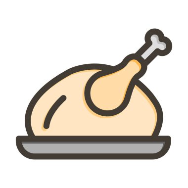 Kişisel ve ticari kullanım için Renk Simgesi Doldurulmuş Tavuk Vektörü Kalın Çizgisi