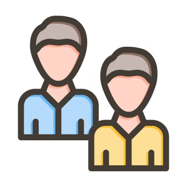 İş arkadaşı Vektör Kalın Çizgisi Kişisel ve Ticari Kullanım için Renk Simgesi Dolduruldu