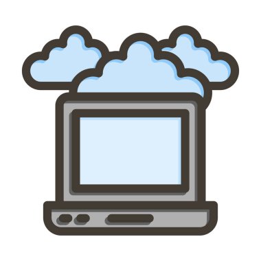 Bulut Vektörü Kalın Çizgisi Kişisel ve Ticari Kullanım için Renk Simgesi Dolduruldu