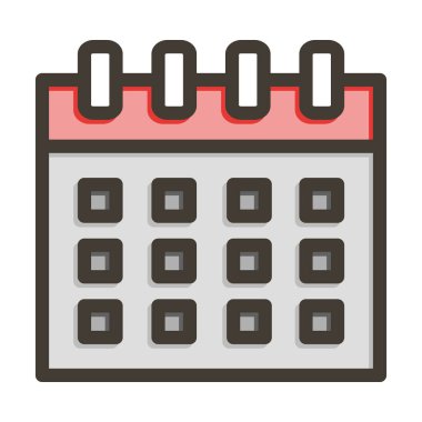 Kişisel ve ticari kullanım için Renk Simgesi Doldurulmuş Takvim Vektörü Kalın Çizgisi