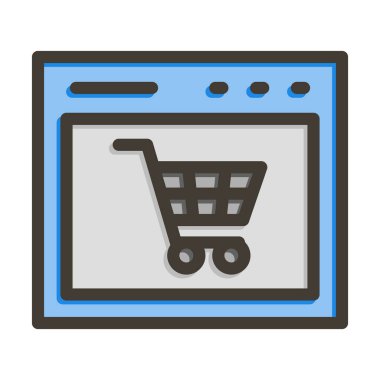 Çevrimiçi İş Vektörü Kalın Çizgisi Kişisel ve Ticari Kullanım İçin Renk Simgesi Dolduruldu