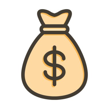 Para Torbası Vektör Kalın Çizgisi Renk Simgesi Kişisel ve Ticari Kullanım İçin