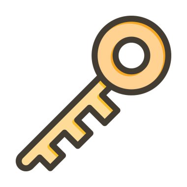 Kişisel ve Ticari Kullanım İçin Renk Simgesi Doldurulmuş Anahtar Vektör Kalın Çizgisi