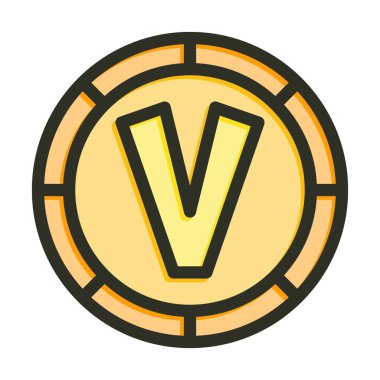 Para Vektörü Kalın Çizgisi Kişisel ve Ticari Kullanım için Renk Simgesi Dolduruldu