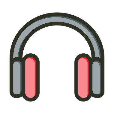 Kulaklık Vektörü Kalın Çizgisi Kişisel ve Ticari Kullanım İçin Renk Simgesi Dolduruldu