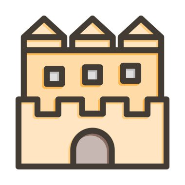 Kum Kalesi Kalın Çizgisi Renk Simgesi Kişisel ve Ticari Kullanım İçin