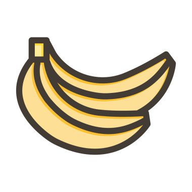 Muz Vektörü Kalın Çizgisi Kişisel ve Ticari Kullanım İçin Renk Simgesi Dolduruldu