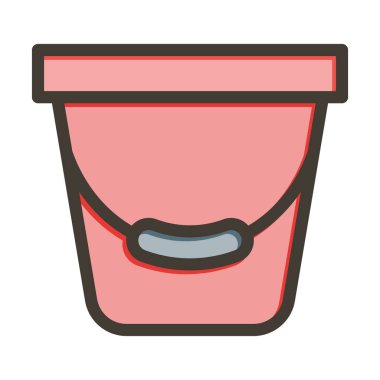 Kova Vektörü Kalın Çizgisi Kişisel ve Ticari Kullanım için Renk Simgesi Dolduruldu