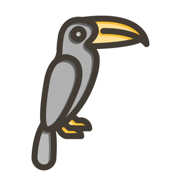 Kişisel ve ticari kullanım için Renk Simgesi Doldurulmuş Toucan Vektör Kalın Çizgisi